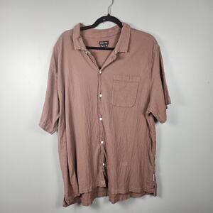 Standard Cloth Mens XL Short Sleeve Button Front‎ Camp Collar Pocket Shirt Brown